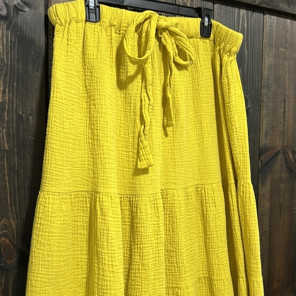 Ashley Stewart Maxi Set 18 20 Yellow Skirt Gauzy Flutter Boho Matching Stretch - Picture 8 of 12
